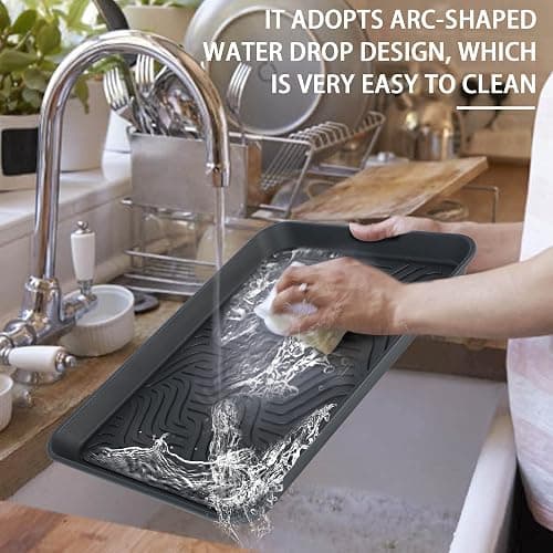 Boot Tray for Entryway Indoor, Heavy Duty Shoe Mat 2 Packs, 16.8"x12.8" Waterproof Shoe Tray with Raised Edge, Outdoor Multi-Purpose Tray for Boots, Garden, Pets (Black) thumbnail 7
