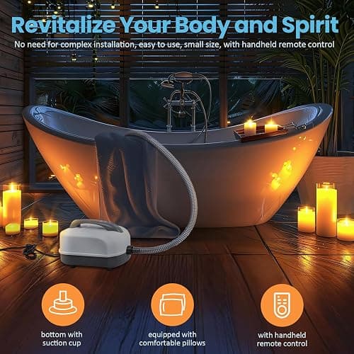 Portable Spa Bubble Bath Mat, Full Body Bubbling Non-Slip Bath Mat with Remote, Pillow & Electric Air Pump - Adjustable Bubble Settings for Bathtub Home Spa Relaxation (Normal Suction Cup) thumbnail 7
