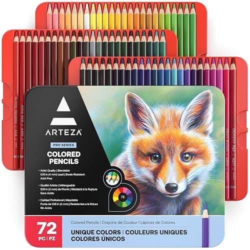 ARTEZA Colored Pencils 72 Soft Wax-Based Color Pencils for Adults & Artists. Pre-Sharpened Drawing Set for Blending, Coloring, Shading & Sketching. Professional Art Supplies in Tin Box, Holiday Gift - Image 1