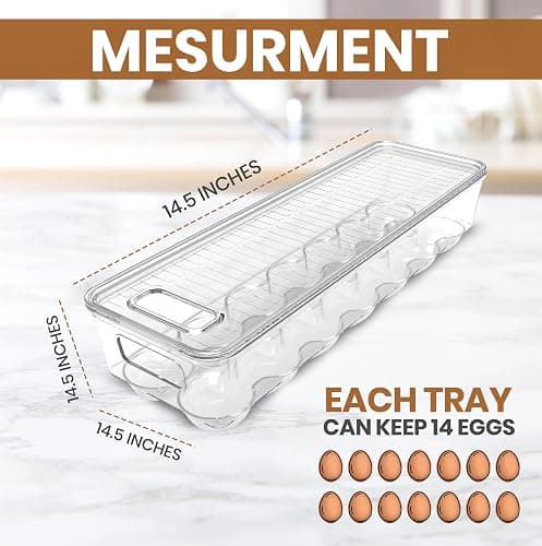 Utopia Home Egg Container With Lid and Handle for Refrigerator Organization- Pack of 2 - Clear Stackable Egg Holder for Kitchen or Pantry Organizers and Storage thumbnail 3