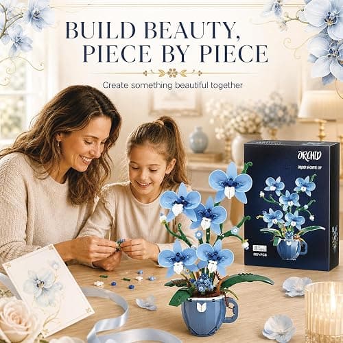 Blue Orchid Flower Building Set,Compatible with Lego Botanical Decor 567PCS | Elegant Plant floral decor and gift for women,moms and flower lovers on Valentine's Day,Mother's Day,birthdays and Christmas. thumbnail 6