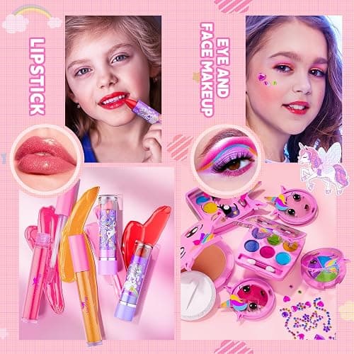 Kids Makeup Kit for Girl - Girls Makeup Kit Toys with Flying Horse Storage Case, Kids Play Makeup Set for Christmas Birthday Gift 3 4 5 6 8 10 11 12+ Years Old thumbnail 4