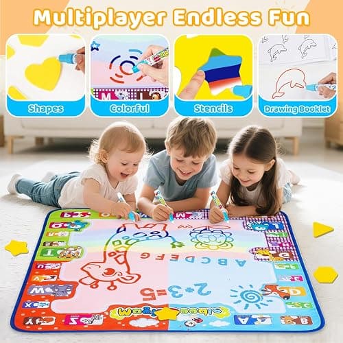 KIZZYEA Toys for 2 3 4 5 Years Old Boys Girls, Water Doodle Mat for Kids, Large Coloring Painting Writing Mat with Neon Colors, Educational Toys Christmas Birthday Gifts for Age 2-4, 3-5 Toddlers thumbnail 3