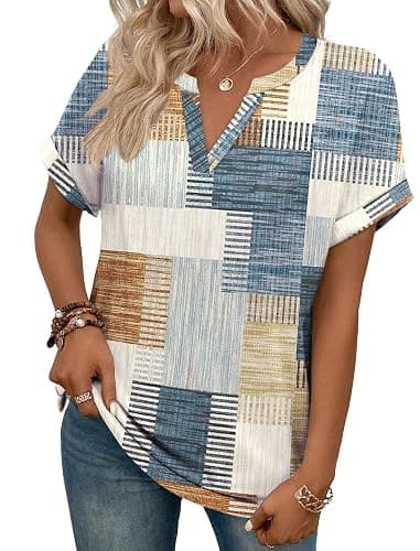WIHOLL Womens Blouses Spring Tops Short Sleeve Shirts Dressy Casual Summer Vacation Fashion Clothing 2026 thumbnail 3