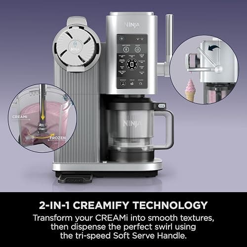 Ninja CREAMi Scoop and Swirl Soft Serve and Ice Cream Maker with 2x Tubs, 13 Functions, Makes Ice Cream, Soft Serve, Gelato, Sorbet, Milkshakes and More, Mix-In Option, Platinum Silver, NC701UK thumbnail 14