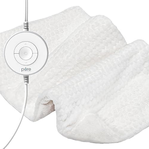 Pure Enrichment PureRadiance Luxury Heating Pad for Cramps, Back, Neck, & Shoulder Pain Relief, Patented Design, Soft Faux Fur & Micromink, 6 Heat Settings, Machine Washable, 12”x24”(Cloud) - Image 1