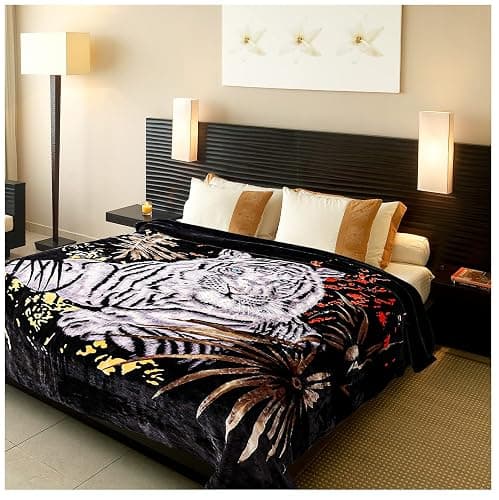 Hiyoko 5.3 lbs White Tiger Blanket Queen Size Heavy Thick Warm for Family and Friends - Korean Mink Blanket (75" x 90"), San Marcos Mexican Blankets - Image 1