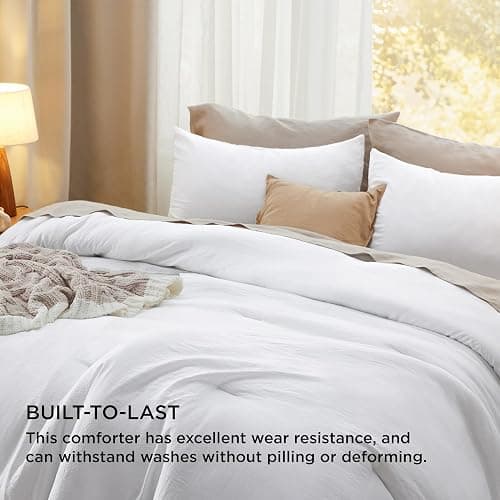 Bedsure Twin/Twin XL Comforter Set, White Soft Prewashed Bedding for All Seasons, 2 Pieces GentleSoft™ Warm Down Alternative Bed Set, 1 Lightweight Comforter (68"x88") and 1 Pillowcase (20"x26") - Twin/Twin XL - 02 - White thumbnail 3