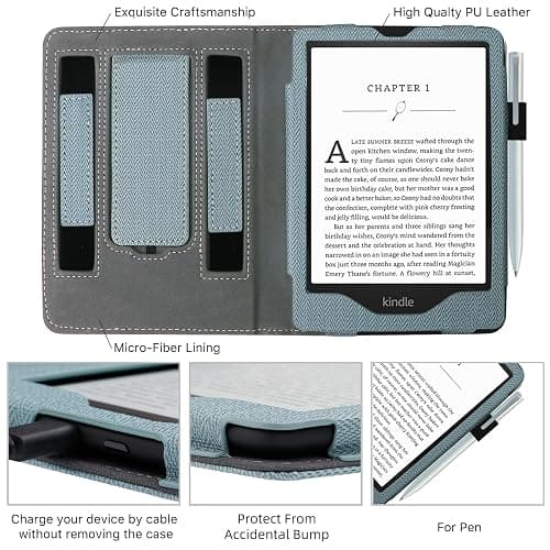 WALNEW Stand Case for 6.8" Kindle Paperwhite (Model No. M2L3EK / M2L4EK), Two Hand Straps Premium PU Leather Book Cover with Auto Wake/Sleep Feature thumbnail 5