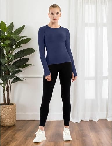 MathCat Seamless Workout Shirts for Women Long Sleeve Yoga Tops Sports Running Shirt Breathable Athletic Top Slim Fit XS-XL thumbnail 3