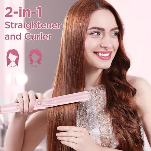 5 in 1 Wand Curling Iron-Curling Wand Set with Hair Straightener, 3 Barrels Hair Crimper Iron, 3 Ceramic Curling Irons (0.35 "-1.25"), 2 Temps Fast Heat Hair Curler Waver with Glove & Clip-Light Pink thumbnail 5