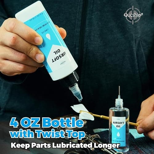 Airsoft Oil 4 oz & 1 oz Needle Oiler 100% Silicone Air Gun Oil, Multi-Purpose Airsoft Chamber Lube, All Purpose Silicone Lubricant for All Airgun thumbnail 3