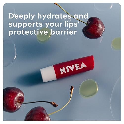 NIVEA Cherry Shine Lip Balm (4.8g), Flavoured Lip Balm with Shea Butter, Natural Oils and Vitamins, Provides 24h Moisture and a Soft Red Shine, Vegan Lip Care Formula thumbnail 3
