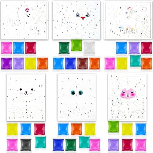 ALEXES Sand Art Kits for Kids – Sand Coloring Kit - Peel and Stick Sand Art Pictures - Gift Sandart for Kids Crafts - Colored Sand Painting thumbnail 3