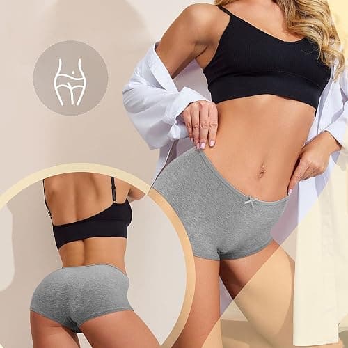 Allxwek Womens Cotton Underwear Boy Shorts for Women Stretch Comfort Boxer Briefs Ladies Knot Panties 3/6 3901 thumbnail 4
