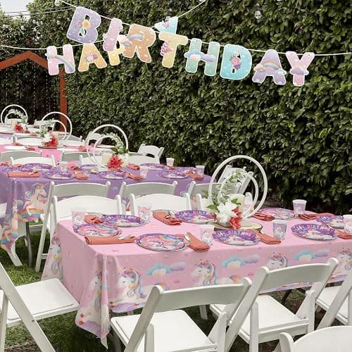 birthday Party Supplies Kit for 24 Guests - for Unicorn Birthday Decorations, Includes Dinner & Dessert Plates, Napkins, Cups, Banner and Tablecloth for Unicorn 1st Birthday Party Decorations thumbnail 6