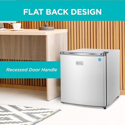 BLACK+DECKER 1.7 Cu. Ft. Compact Refrigerator, ENERGY STAR Certified, Single Door Mini Fridge with Chiller Compartment, Personal Fridge for Home or Dorm Room, R600a Refrigerant, BCRK17W, White thumbnail 6