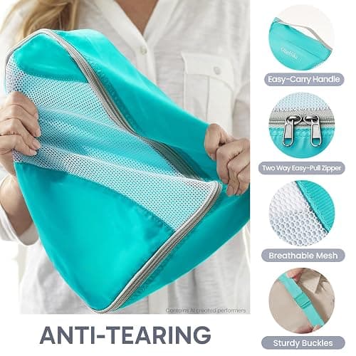OlarHike 10 Set Packing Cubes for Travel,Gifts for Women Mom,Anti-Tearing Suitcase Organizer,with Over 1000 pcs Mesh Holes,Vacation Essentials & Accessories for Cruise Ship thumbnail 5