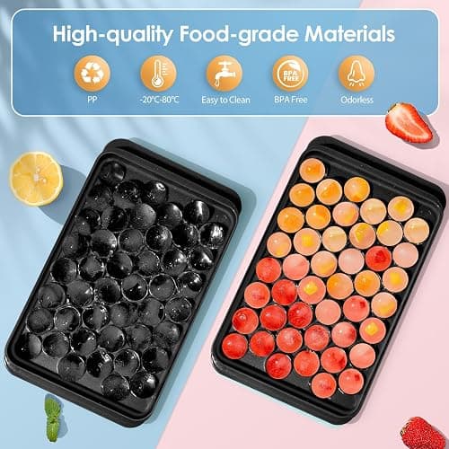 WIBIMEN Ice Cube Tray with Lid and Bin - Round Ice Trays for Freezer with Lid - Ice Cube Trays for Freezer with Ice Container (0.8"-2PACK Black) thumbnail 4