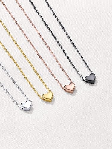 ChicSilver Personalized 925 Sterling Silver Dainty Small Heart/Star/Moon/Dot/Triangle Pendant Necklace for Women, Silver/Gold/Rose Gold/Black (with Gift Box) thumbnail 8
