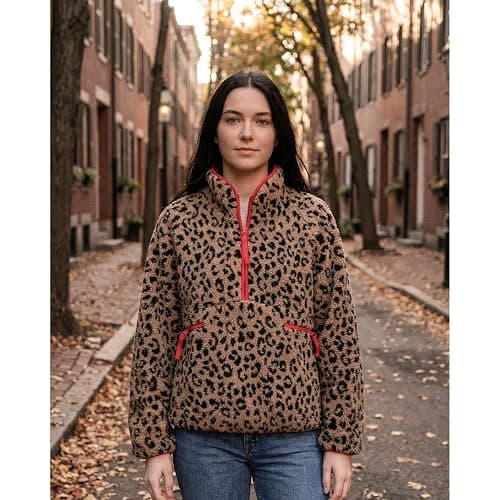 Ainangua Fuzzy Half Zip Fleece Jacket Women Long Sleeve Sherpa Pullover Sweatshirt Casual Warm Winter Chunky Teddy Outerwear thumbnail 5