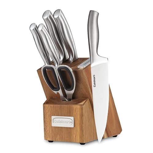 Cuisinart 7 Pc Stainless Steel Essentials Cutlery Block Set with Built in Sharpener - Image 1