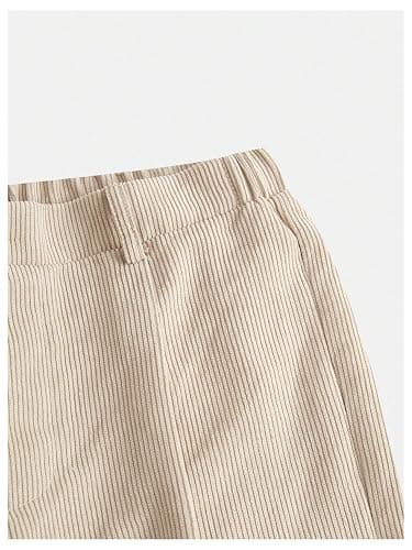 OYOANGLE Girl's Casual Wide Leg Loose Long Button Pants Elastic Waist Pleated Trousers with Pockets thumbnail 3