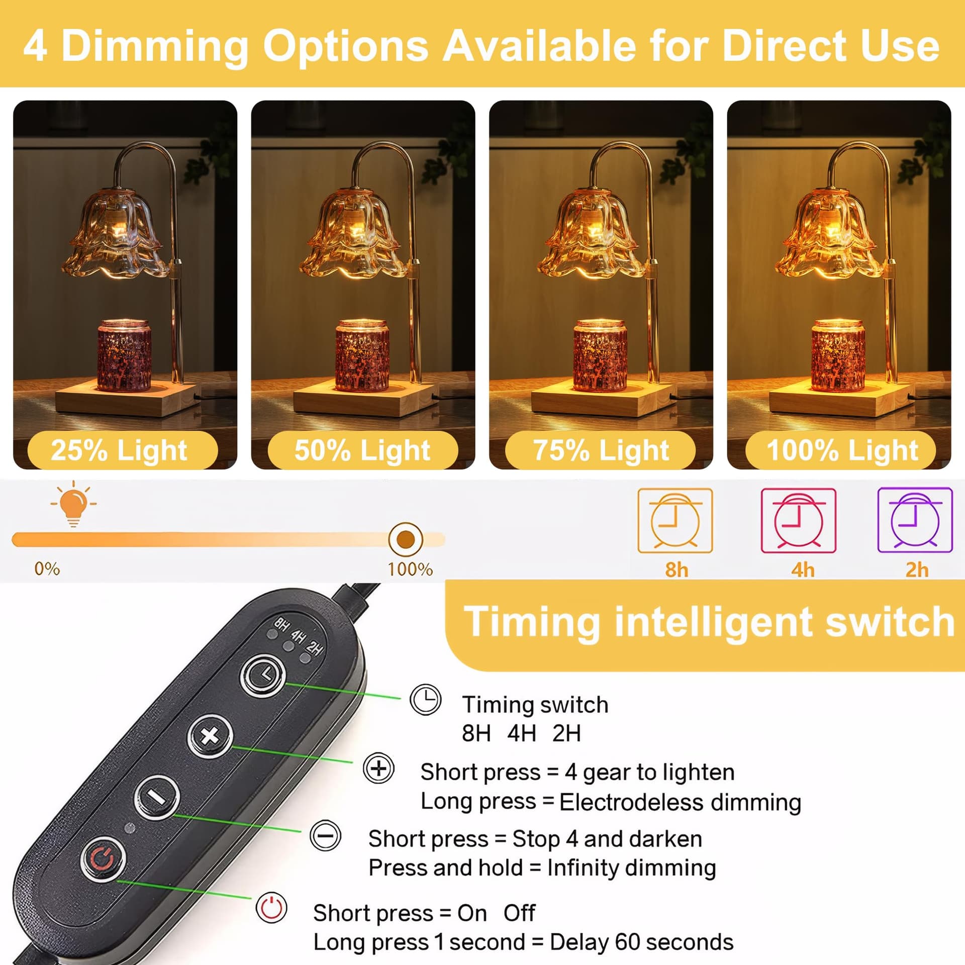 Flower Candle Warmer Lamp Australian Plug with Timer & Dimmer thumbnail 2