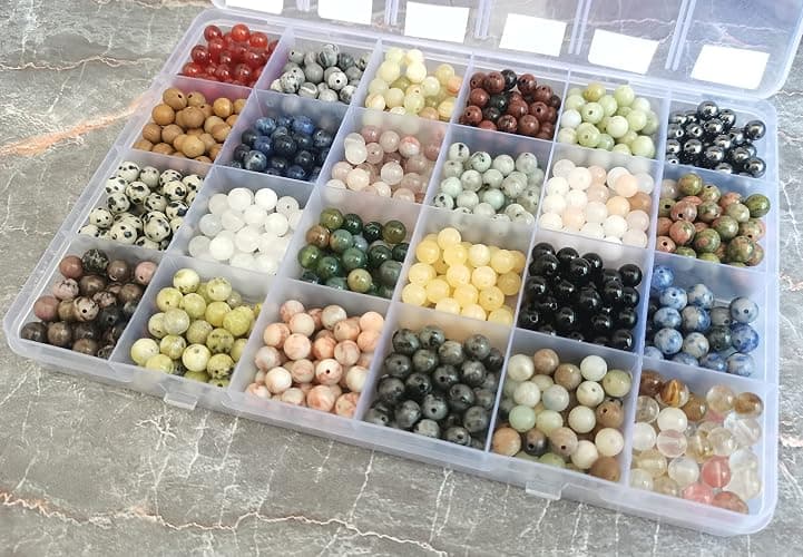 GangGangHao 960pcs Natural Stone Beads Crystals Round Genuine Real Stone Beading Loose DIY Gemstone for Bracelet Jewelry Making(6mm,24 Color) thumbnail 4
