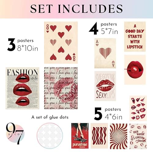 97 Decor Vintage Downtown Girl Room Decor - Y2k Posters For Room Aesthetic Pictures, Cute Y2k Room Decor 2000s Prints, Retro Red Wall Art For Teen Girls College Dorm Bedroom Decorations (Unframed) thumbnail 2