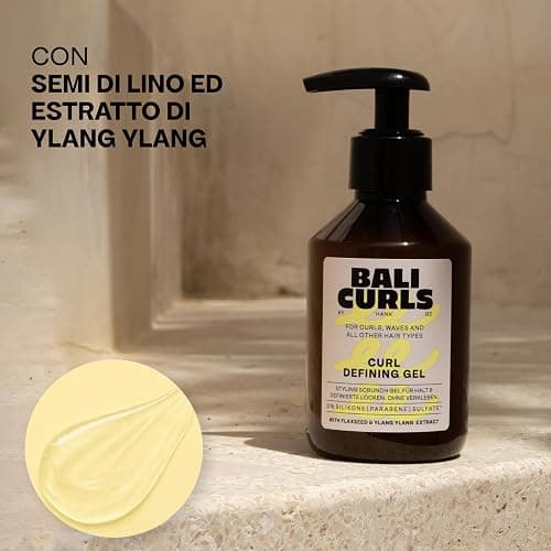 BALI CURLS Curl Defining Gel 150ml – Con Semi di Lino ed Estratto di Ylang Ylang – Vegano – Per Capelli Naturali, Lisci e Ben Definiti – Styling e Cura dei Capelli thumbnail 5