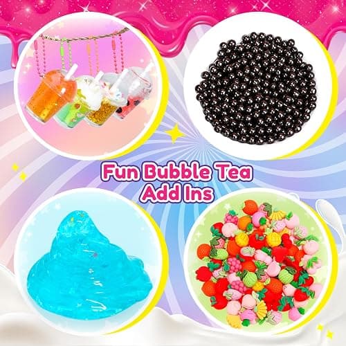 Trubic 46PCS Slime Boba Tea Making Kit for Girls ages 8-12, DIY Pretend Play Food Toys, Bubble Tea Cups/Bag/Clear Slime/Add-ins, Making Miniature Food, Christmas Party Favors Gift for Kids 6 7 9 10 11 thumbnail 2