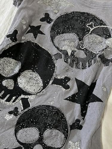 Y2K Grunge T-Shirt Vintage Skull Star Graphic Baby Tee Alt Punk Short Sleeve Crop Top 90s Harajuku Emo Streetwear thumbnail 4