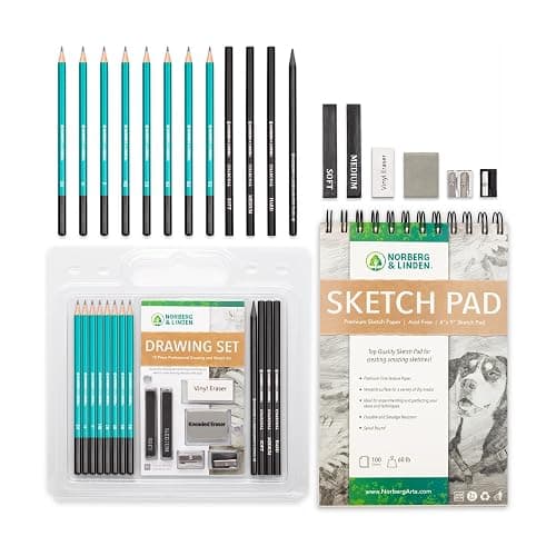 Drawing Set - Sketching and Charcoal Pencils - 100 Page Drawing Pad, Kneaded Eraser. Art Kit and Supplies for Kids, Teens and Adults, Sketch Set - Image 1