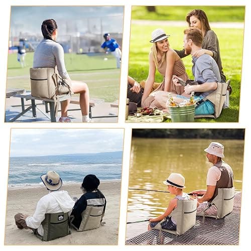 Night Cat Stadium Seat Cushion: Folding Portable Bleacher Seat Pads with Back Support for Camping Outdoor Sports Army Green thumbnail 8