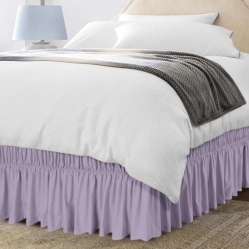 Utopia Bedding Queen Elastic Bed Ruffle - Easy Wrap Around Ruffle - Microfiber Bed Skirt with Adjustable Elastic Belt 16 Inch Tailored Drop - Hotel Quality Bedskirt, Fade Resistant (Queen, Lavender) - Image 1