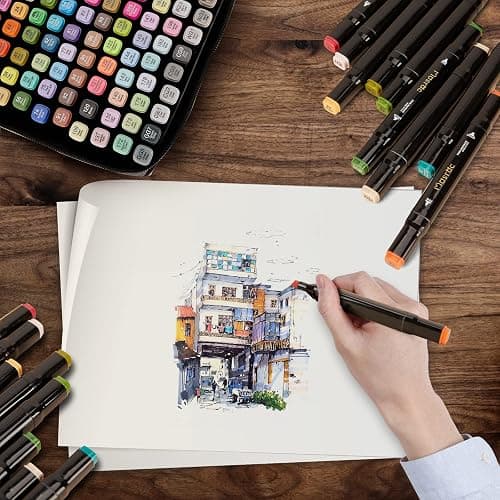 Alcohol Based Markers Set,Professional Marker Dual Tip Brush for Artists & Adult & Kids,plus 1 Blender for Coloring,Drawing,Double-tip 120 Colors thumbnail 2