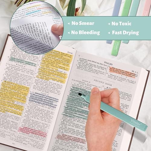 Vitoler Highlighters,8 Colors Chisel Tip Cute Highlighters,No Bleed Bible High lighters for Journaling Planner Notes School Supplies thumbnail 4