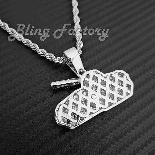 BLINGFACTORY Hip Hop Iced White Gold Plated TANK Pendant & 4mm 24" Rope Chain Fashion Bling Necklace thumbnail 3