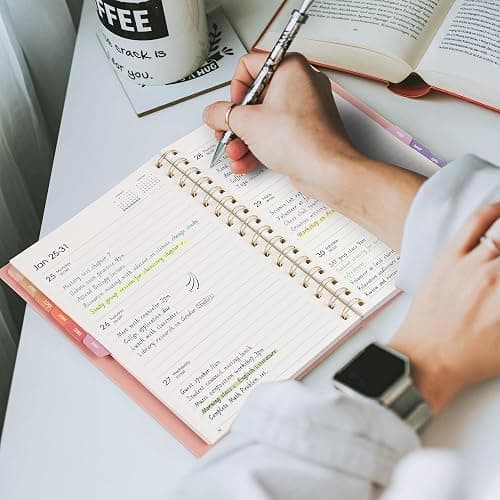 RETTACY Academic Diary, Aug 2026 - Jul 2027, Week to View, A5 Size (14.5 x 21 cm), Weekly Planner for Student & Teacher, 12-Monthly Tabs,100 GMS Paper - Pink | Mid Year Diary, Aug 2026-Jul 2027, Week to View Appointment Book, for Student & Teacher, 12-Monthly Tabs, 14.5 × 21 cm thumbnail 2