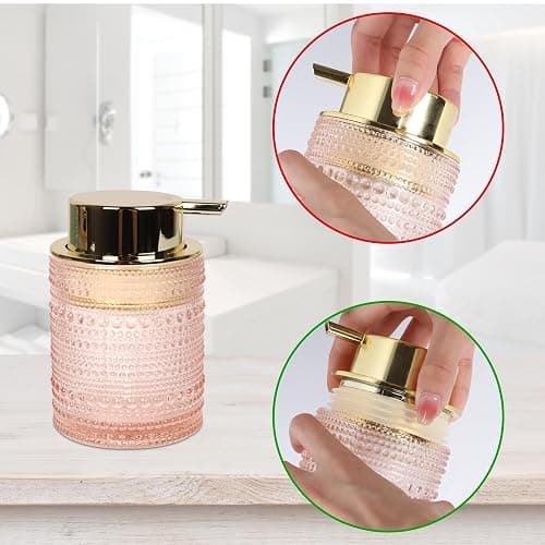 FEILANDUO Bathroom Accessories Set,4Pcs Glass Bathroom Accessories,Vanity Bathroom Decor, Soap Dispenser, Toothbrush Holder Set, Apothecary Jar, Gift for Home Apartment (Pink) thumbnail 4