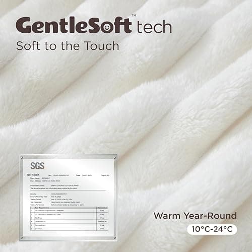Bedsure Fleece Throw Blanket for Sofa - Fluffy Cosy Warm Blankets for Bed, Soft Cute Single Throw Gifts for Women and Girls, Off White, 130x170 cm thumbnail 5