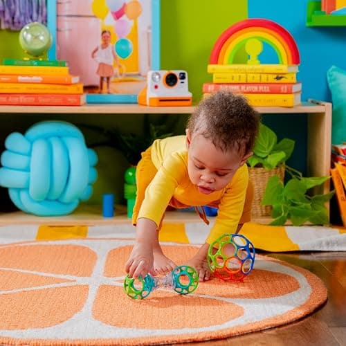 Bright Starts Easy-Grasp Oball Bundle Gift Set - Grasp The Day, Ball and Rattle Toys 2-Pack, BPA Free, Unisex, Newborn+ thumbnail 2