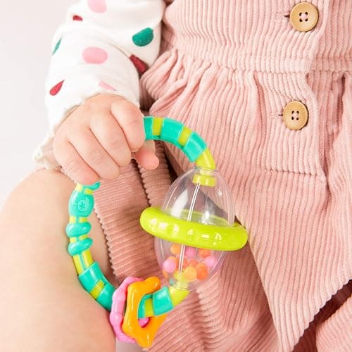 Bright Starts Grab & Spin Baby Rattle & BPA-Free Teether Toy, Ages 3 Months+ thumbnail 3