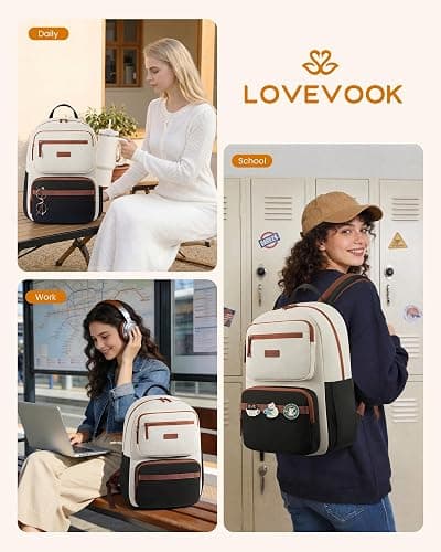 LOVEVOOK Laptop Backpack for Women, School Backpack for Teen Girls with Large Cup Holder, Lightweight Bookbag for College,Work,Travel fits 16 Inch Laptop thumbnail 6