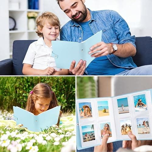 Ruibytree Fotoalbum für Instax Mini & Polaroid Sofortbilder, 320 Fotos,Blau | PU-Ledereinband, Seiteneinschub, Säurefreie Seiten, Taschengröße 54 × 86 mm, Für Kodak 2×3 Zoll Fotos, Große Kapazität thumbnail 7