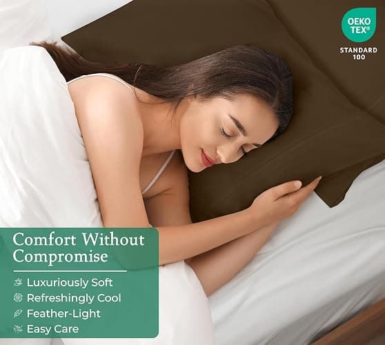 Royale Linens Standard Pillowcase Set of 2 Bed Pillow Case 20x26 Inch Brown Pillowcases 1800 Brushed Microfiber Wrinkle and Fade Resistant Soft and Cozy Standard Size (Hours, thumbnail 4