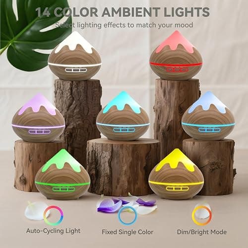 Essential Oil Diffuser for Home 500ML, Ultrasonic Large Diffuser Oil Machine with Remote Control, Aromatherapy Diffusers for Home Office Room, Aroma Diffuser with 14 Color LED & 2 Mist Mode, Brown thumbnail 2