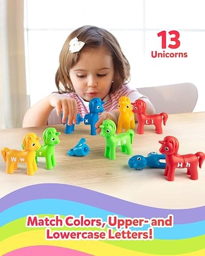 Coogam Unicorn Uppercase & Lowercase Letters Matching Game,13pcs Double-Sided ABC Letter Toys with 26 Alphabet Recognition Match Games Preschool Educational Montessori Toys for Toddlers Boys Girls thumbnail 2