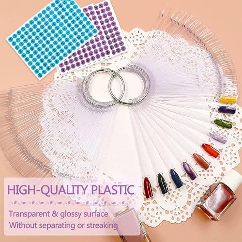 BQAN Nail Swatch Sticks 200 Pcs Clear with Ring & Number Stickers | Nail Polish Color Display | Sample Presentation | Collection Management | Nail Art Practice | Home & Salon Use thumbnail 5